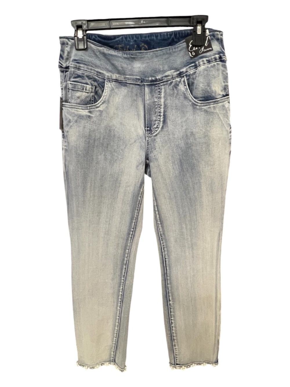NWT Ethyl Clothing Pearl Embellished Jeans Gemstone Hem Detail | Size 6 - Picture 4 of 10